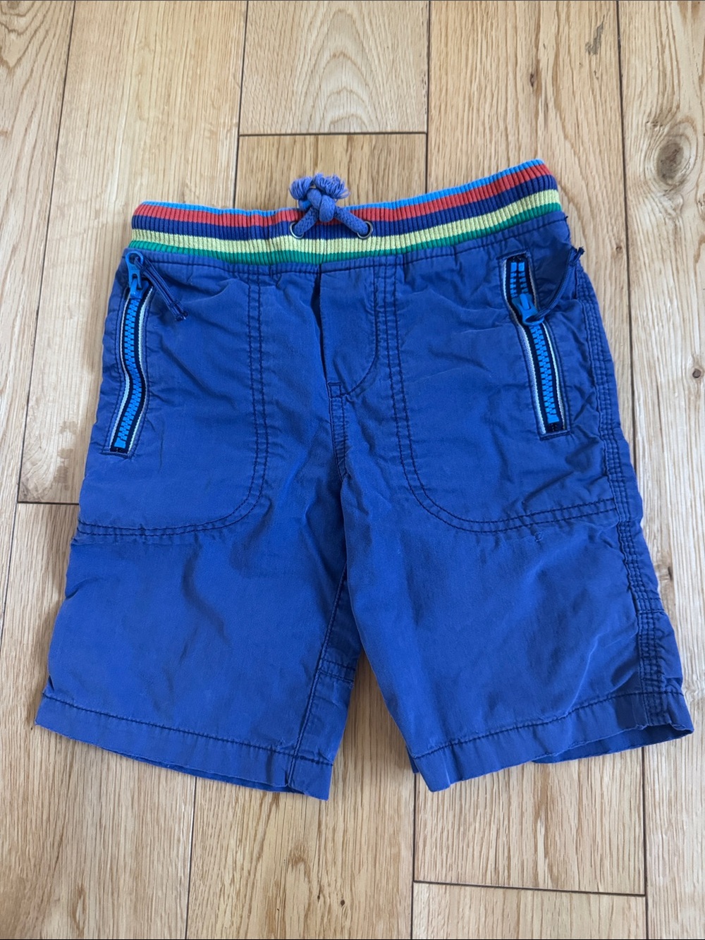 Mini Boden Royal Blue Pull-On Shorts with Rainbow Waistband Sz 5
